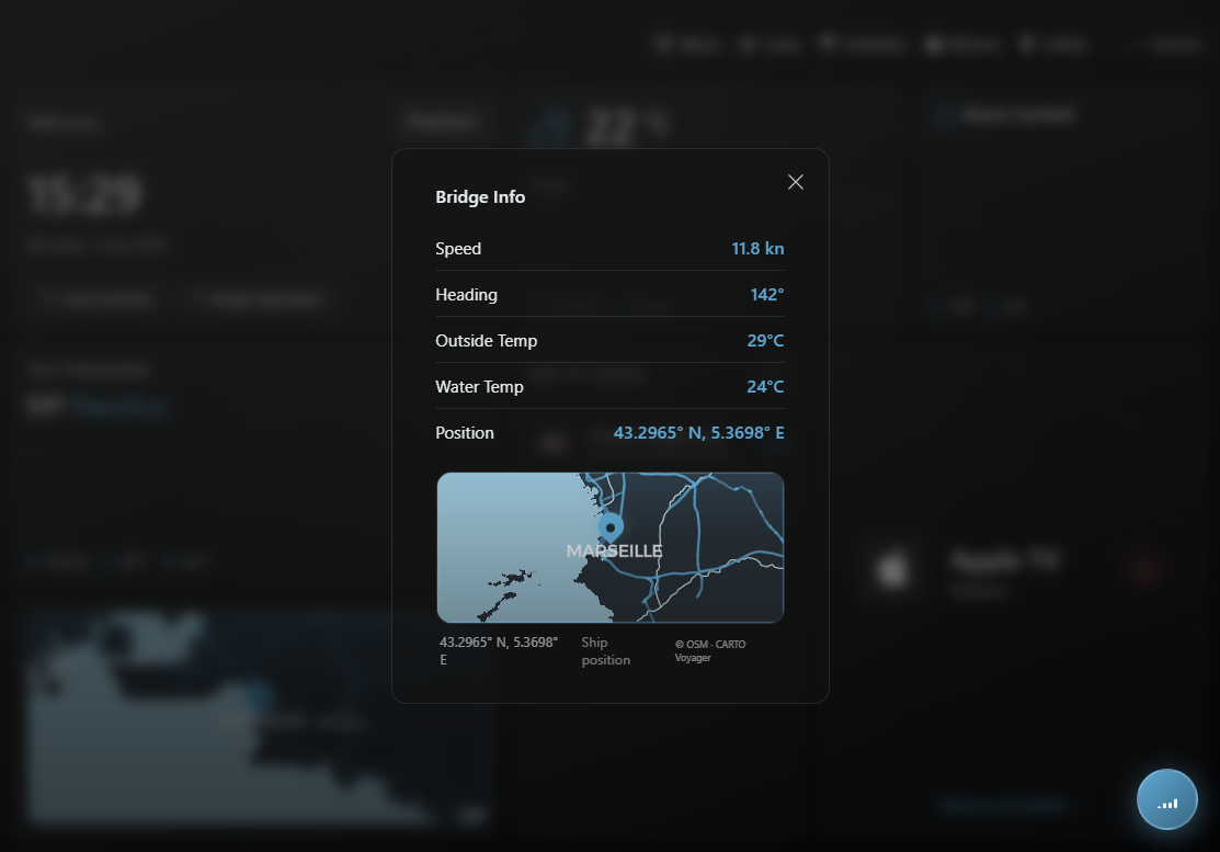 PACK UI screenshot of bridge information
